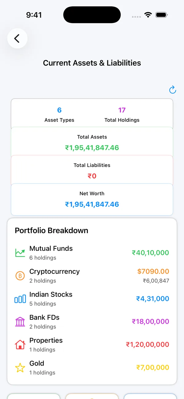 Money Matters on Fire net worth screen